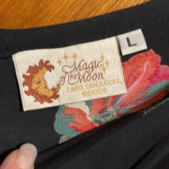 Magic of the Moon Black Floral Leopard Sleeveless Print Dress  Size Large - Picture 10 of 10